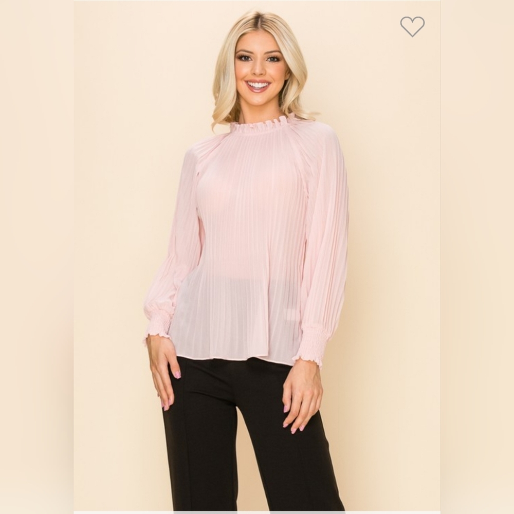 Cotton Candy Frilled Mock Neck Blouse